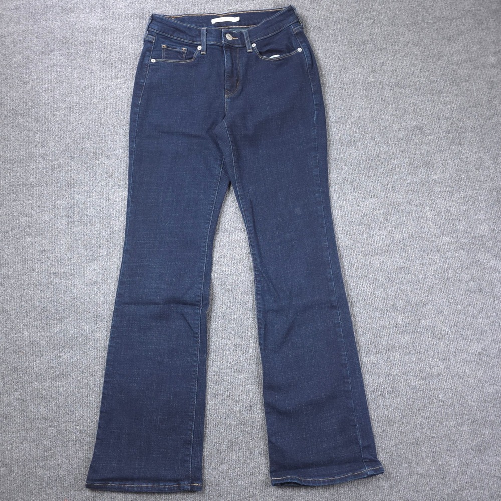 Levis Jeans Womens 2 Mid Rise Stretch Dark Wash Denim Blue Classic Bootcut
